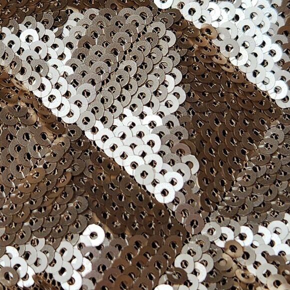 Chic Sequin Statement Jacket 3/4 Sleeve Open Front Light Gold Geometric Sz. M - Picture 3 of 7